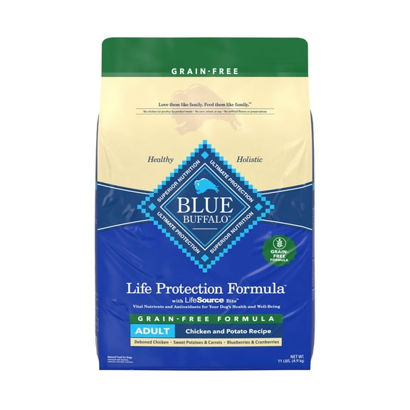 Blue Buffalo Life Protection Formula with Chicken and Potatoes Natural Grain Free Adult Dry Dog Food, 11 lbs.