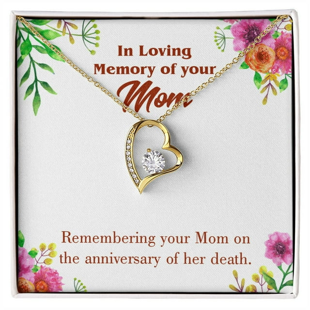 To Mom Remembrance Message Mom Death Anniversary Forever Necklace w Message Card