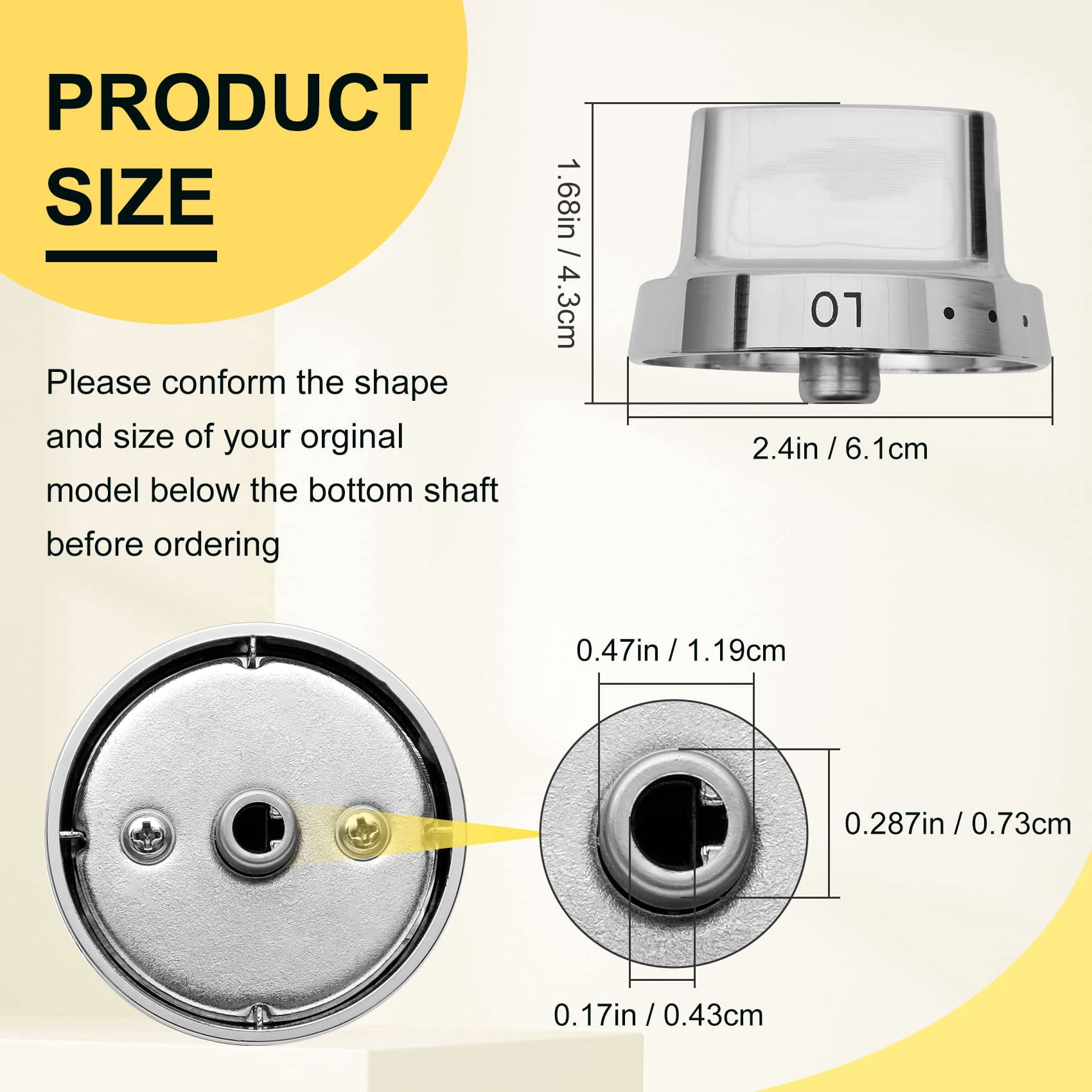 5 Pack DG64-00472A Stainless Steel Gas Stove Knob Replacement Compatible with Samsung Range Oven (Upgraded Metal Version)