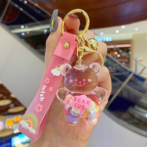 4 Pcs Cute Keychain Gift – Backpack Charms Cartoon Bear Liquid