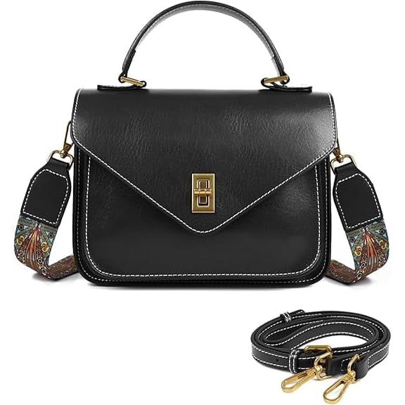 Genuine Leather Crossbody Bags for Women Lightweight Handbag Commuter Travel Purse with Adjustable Dual Strap