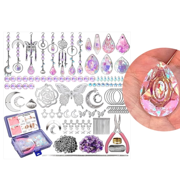 200Pcs Crystal Suncatchers Catchers with Chain Colorful Glass Pendant Beads Chandelier Indoor Ornaments