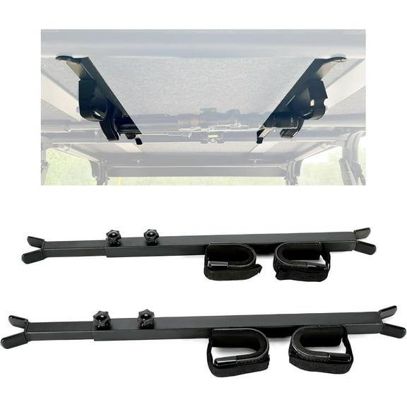 Kojem Adjustable UTV Gun Rack, Fit for Polaris Ranger Kawasaki Mule, Overhead Gun Rack Holder, Fit Round Roll Bars & Pro-fit Cages, Roof Gun Carrier 23-31in