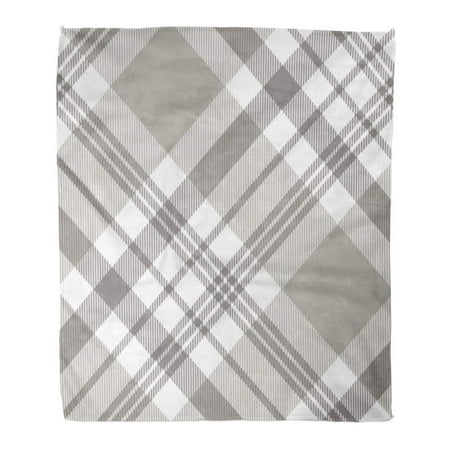 Countryside Classics ASHLEIGH Flannel Throw Blanket Brown Tartan Plaid Pattern Printing Check Pattern in Grey Taupe and White Classic Countryside Gray Tweed 58x80 Inch Lightweight Cozy Plush Fluffy Warm Fuzzy Soft ()