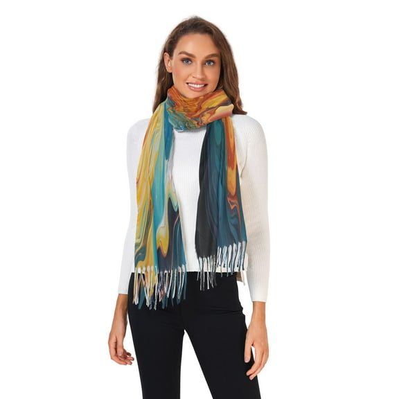 Winter Scarves for Women Abstract Swirling Colors Fashion Pashmina Shawl Wraps Long Blanket Scarf for Fall Spring