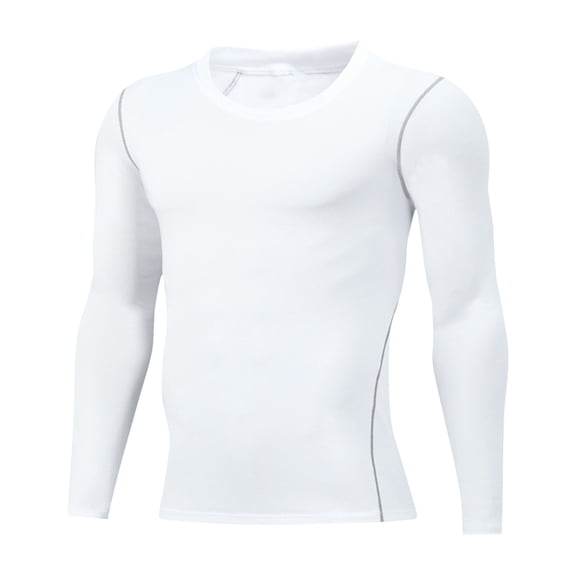 cfhntfmh Men's Workout Gym Shirt Long Sleeve Athletic Running T-Shirts Top Sport Baselayer Undershirt Breathable Clothes(White,X-Large)