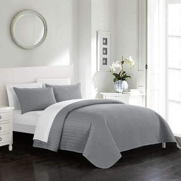 Platt 3 or 2 Piece Quilt Cover Set Geometric Chevron Quilted Bedding