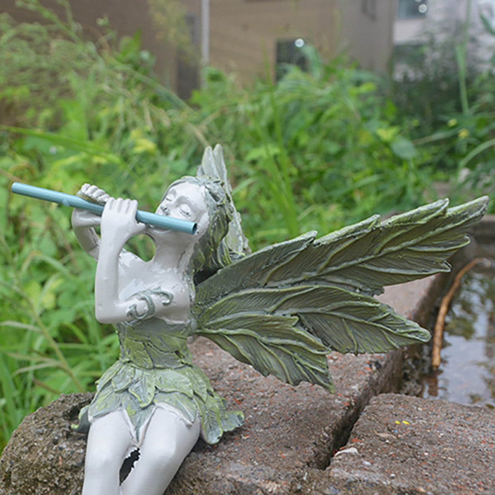 Enchanting Flute Fairy Statue for Desktop Display Resin Art Sculpture Whimsical Home and Garden Ornamental Piece