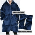 thumbnail image 6 of Catalonia Oversized Hoodie Blanket with Zipper, Wearable Sherpa Sweatshirt Pullover, Soft Warm Comfortable Jacket for Adults Men Women, Navy, 6 of 7