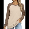 thumbnail image 1 of Sudadera Ligera de Larga con Cuello Redondo y Diseño Raglán con Bloques de Color para Mujer Albaricoque L, 1 of 10