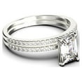 thumbnail image 2 of Art deco 2.00 Carat Emerald Cut Diamond Moissanite Engagement Ring Set, Wedding Ring in 10k Solid White Gold, Feminine Gift, Promise Ring, Anniversary Gift, 2 of 4