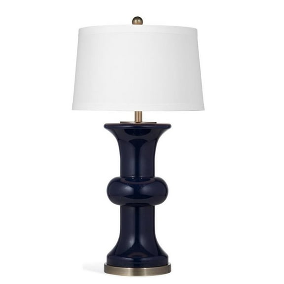 Maklaine Modern / Contemporary Glass Table Lamp in Navy Blue