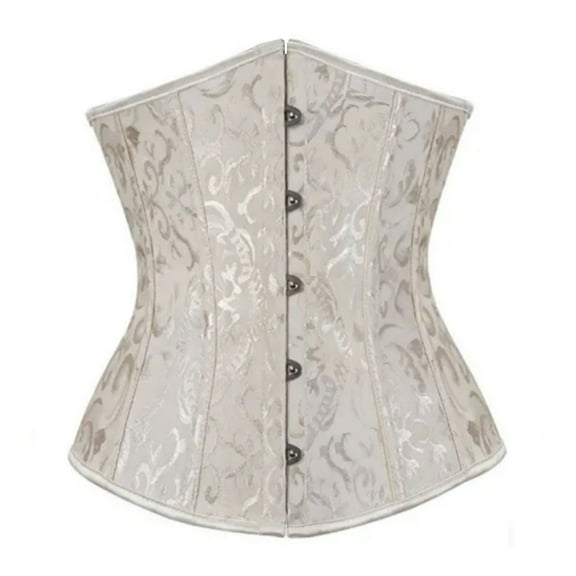 TEVEQ Corset Tops for Women Strapless 2025 Trendy Women's Boned Brocade Waist Training Underbust Corset Beige 5Xl