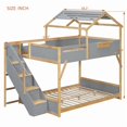 thumbnail image 3 of Full over Full House-Shaped Bunk Bed with Roof & Stairs, Kids Bed Frame with 3-Color LED Lights & Bedside Storage Shelf, 3 of 8