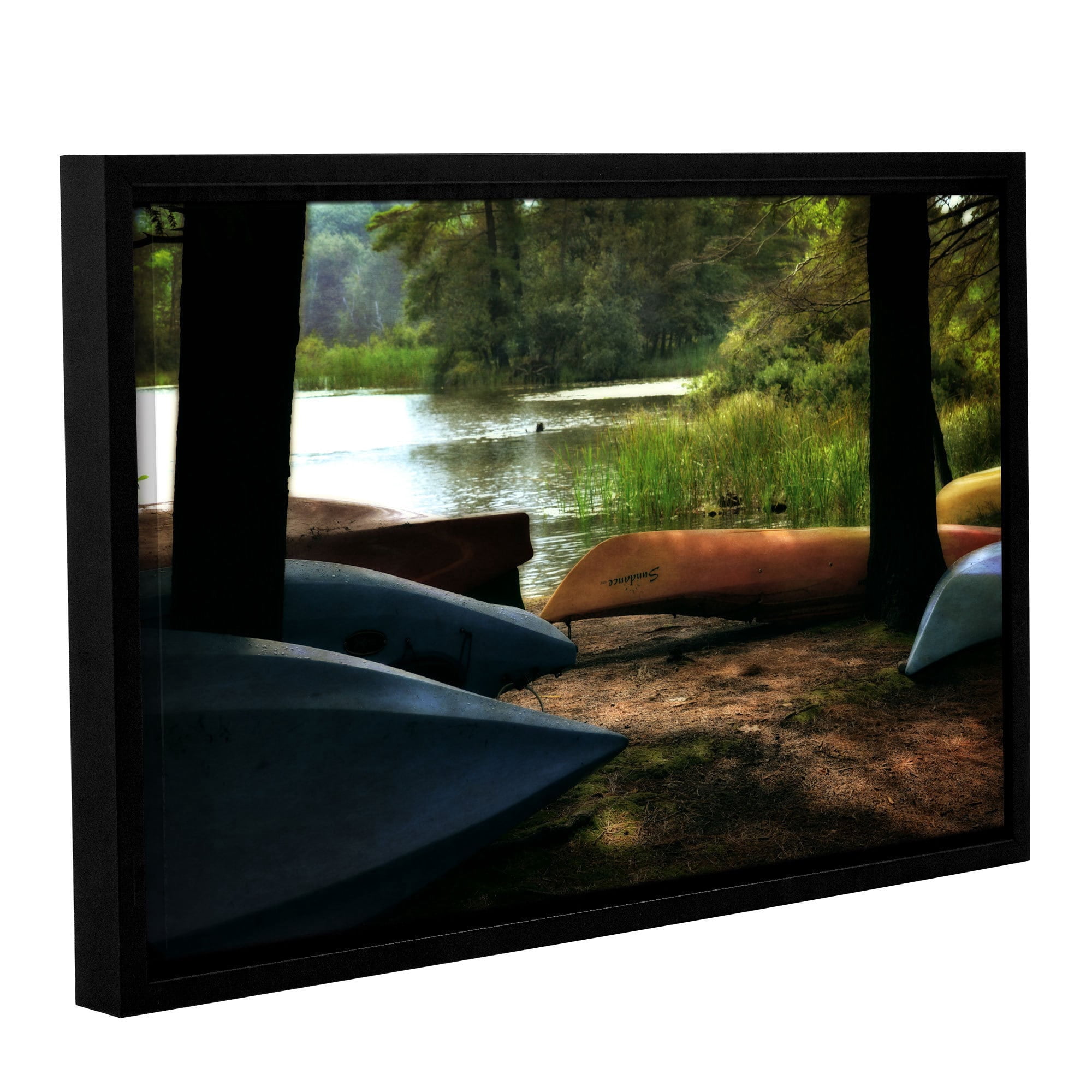 ArtWall Kevin Calkins "Kayaks at Rest" Gallery-Wrapped Floater-Framed Canvas
