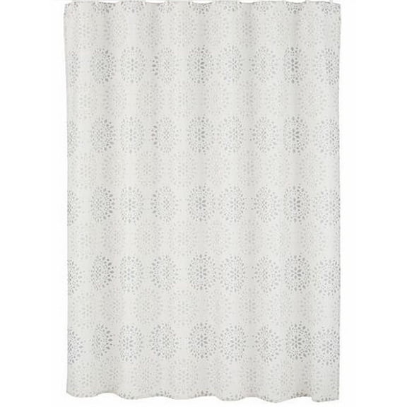 St Nicholas Square Silver Snowflakes Fabric Christmas Shower Curtain Holiday