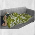 thumbnail image 6 of Floral Soft Flannel Fleece Throw Blanket, Flourishing Flower Pattern on Green Background Nature Illustration, Cozy Plush for Indoor and Outdoor Use, 70" x 90", Pale Green White, by Ambesonne, 6 of 6