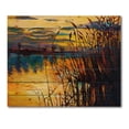 thumbnail image 3 of Designart 'Yellow Evening Glow Through The High Grass By The Lake' Nautical & Coastal Print on Natural Pine Wood, 3 of 5