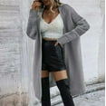 thumbnail image 2 of Olyvenn Trendy Women's Long Sleeve Open Front Chunky Knitted Long Cardigan Sweaters with Pockets Outwear Gray 12, 2 of 6