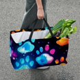 thumbnail image 7 of Dog Paw Print Large-capacity Foldable Reusable Shopping Bag: Oxford Cloth, Storage Bins, Collapsible Bucket, Storage Bin, 7 of 7