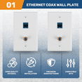 thumbnail image 4 of 2 Packs Ethernet Coax Wall Plate Outlet with 1 Cat6 Port and Gold-Plated F Type RJ45 Plates, 4 of 9