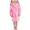 thumbnail image 3 of NIEWTR Toddler Girls Boys Sleepwear Kids Baby Cartoon Bathrobes Hooded Warm Flannel Night Robe Pajamas Cute Child Home Wear for 2-12 Years(A04-Pink,4-5 Years), 3 of 8
