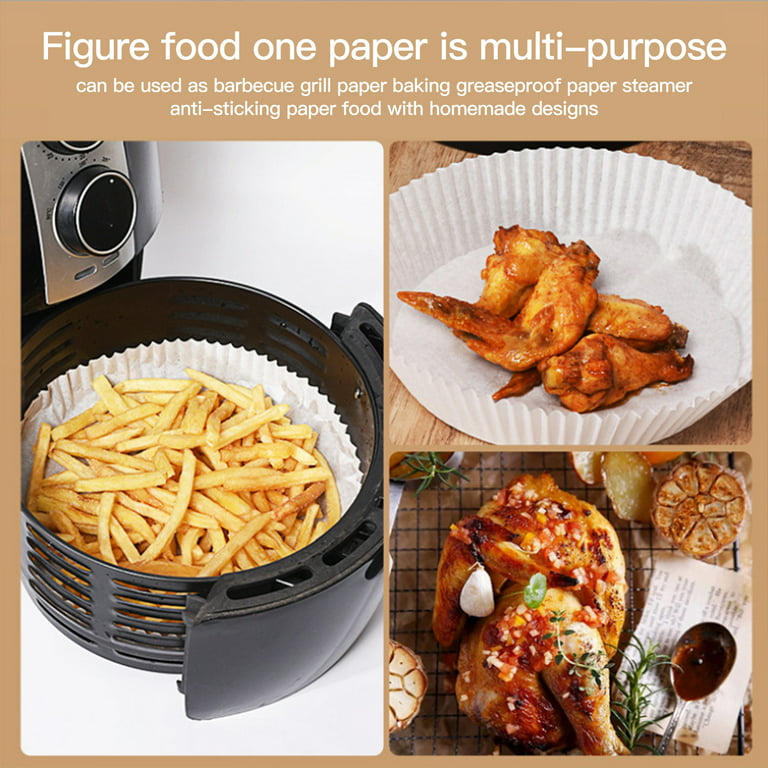 50pcs Air Fryer Paper, Silicone Oil Paper, Tray Liner, Round Absorbent  Paper, Baking Mat, Disposable Home Baking Tools