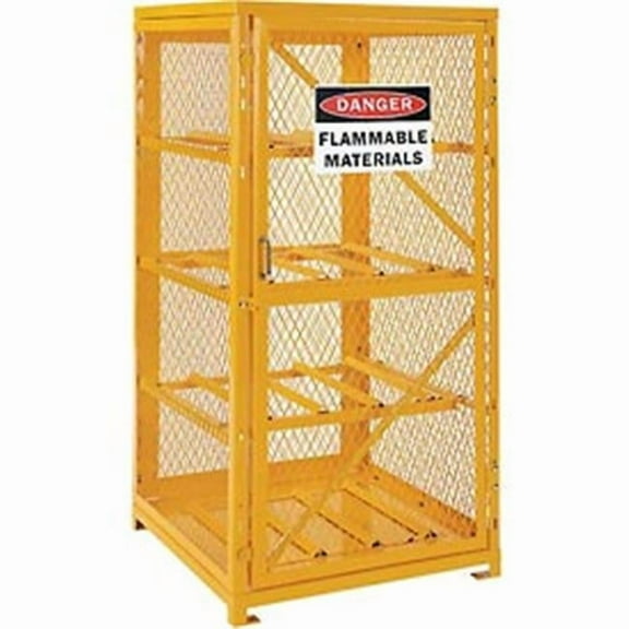 Global Industrial 493353 Cylinder Storage Cabinet Single Door Horizontal, 8 Cylinder Capacity Assembled - Yellow