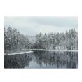 thumbnail image 1 of Woodland Cutting Board, Lake Surrounded by Snow Covered Trees on a Cold Winter Day in Finland Reflections, Decorative Tempered Glass Cutting and Serving Board, Large Size, White Brown, by Ambesonne, 1 of 1