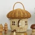 thumbnail image 4 of XINGXIANG Mushroom Basket with Lid,Easter Basket for Kids, Mushroom Storage Basket,Handmade Rattan Basket,Portable Picnic Basket,Woven Shelf Organizer for Doll House,Home Decoration(Square), 4 of 6