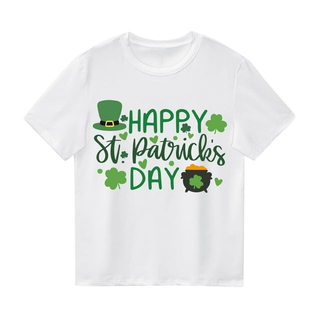 FAIWAD T-Shirt Fête de la Saint-Patrick Filles Garçons Graphique Trèfle Col Rond Léger Chandail Confortable Hauts Athlétiques