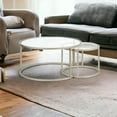 thumbnail image 2 of Set Of Two 35" Silver Glass Round Nested Coffee Tables, 2 of 5