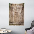 thumbnail image 1 of Rustic Tapestry, Old Oak Closed Garage Door with Steel Hinges Vintage Typical Cottage Doorway Image, Wall Hanging for Bedroom Living Room Dorm Decor, 40W X 60L Inches, Tortilla, by Ambesonne, 1 of 2