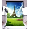 thumbnail image 2 of Telón de fondo ABPHQTO 150x220 cm Torre Eiffel Primavera París Flores florecientes Bosque Cielo azul Nube blanca Naturaleza Fotografía Romántica Fondo Niño, 2 of 3