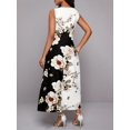 thumbnail image 4 of Vestido largo informal sin mangas con estampado de flores para mujer, cuello en V, estilo bohemio retro, 4 of 5