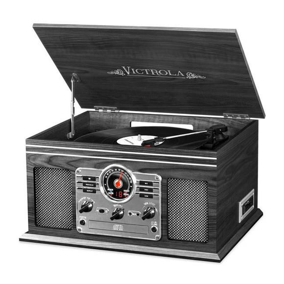 Innovative Technology  6 in 1 Nostalgic Record Player Turntable Bluetooth - Grey