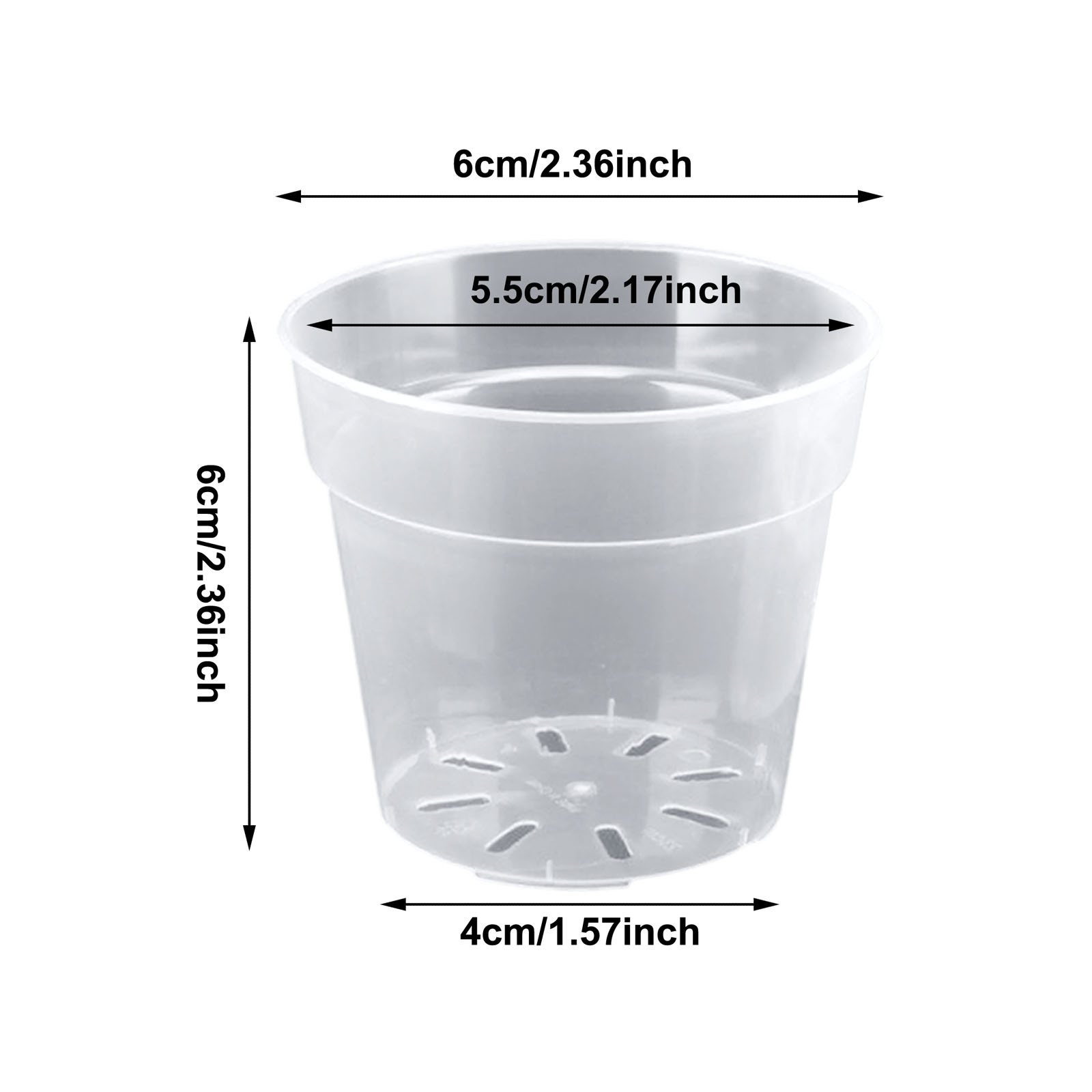 5 Pack 2 Inch Clear Nursery Pots, Transparent Pots with Drainage Holes, Starting Containers for Succulents Orchids Indoor Outdoor Gardening