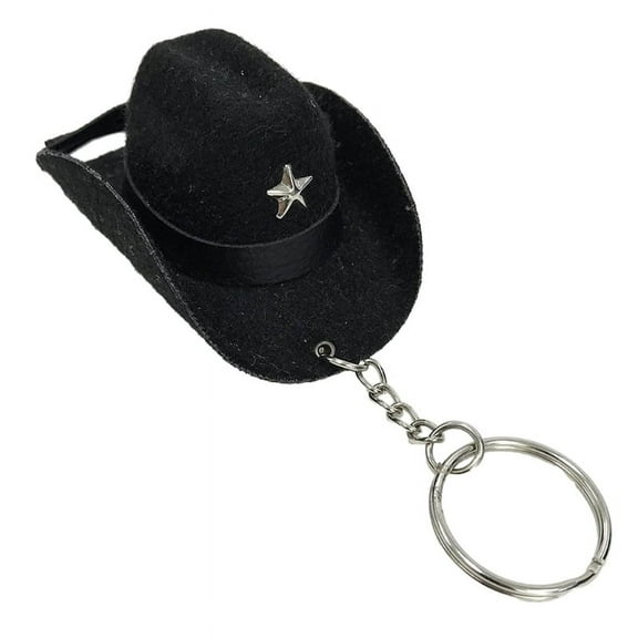 Stylish Western Cowboy Hat Keychain Pendant Velvety Leather Keyrings Portable Bag Key Chains Decoration for Men Women