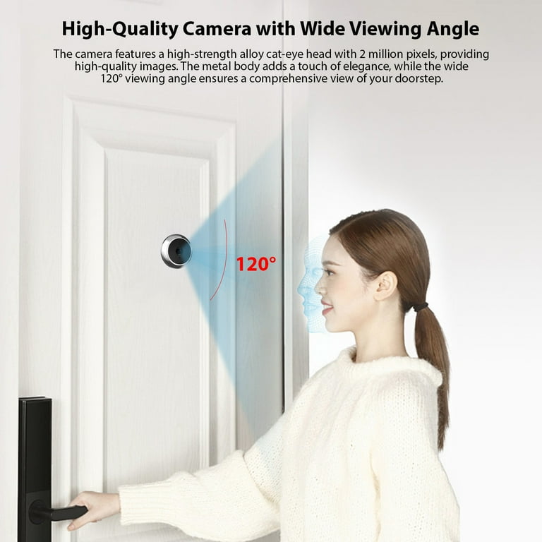 Black 3.97 inch Peephole Camera for Apartment Door 2MP LCD Digital Peephole Viewer 120 Degree Color