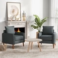 thumbnail image 4 of Gymax Modern Accent Chair Upholstered Mid-Century Armchair w/ Rubber Wood Legs Grey, 4 of 9