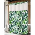 thumbnail image 4 of Tropical No Hook Shower Curtain Waterproof, Bathroom Curtains with Snap in Liners and See Through Top Window, Green Palm Leaf Summer Plant Hotel Style Bathtub Curtains Shower 60"Wx72"L, 4 of 8