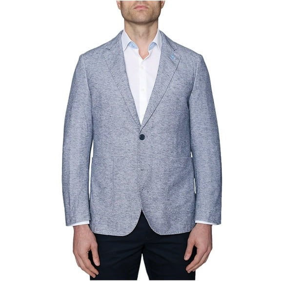 TailorByrd Mens Knit Herringbone Unstructured Sport Coat 38 Regular Blue