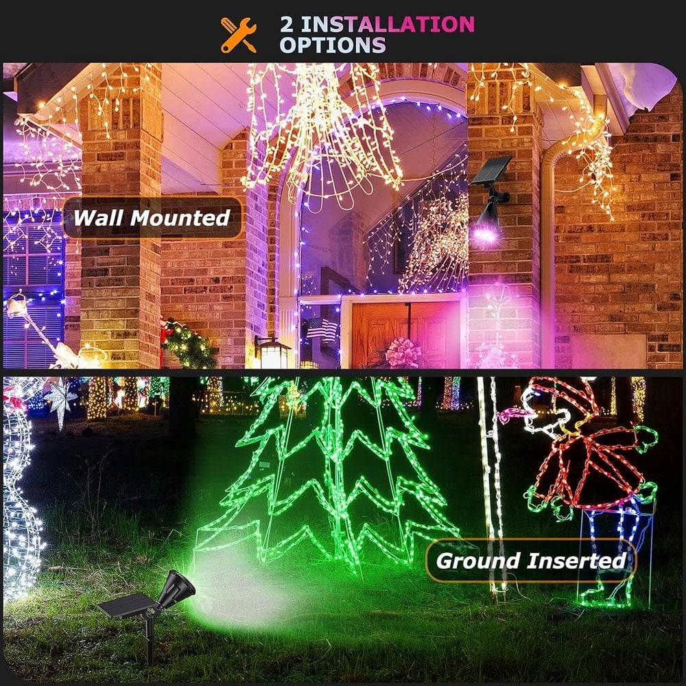 HAOAN Solar Spot Lights Outdoor, 18 LEDs Beads, Auto On/Off, IP67 Waterproof Solar Yard Spotlight Landscape Lighting Garden Wall Lights(Multi-colored)