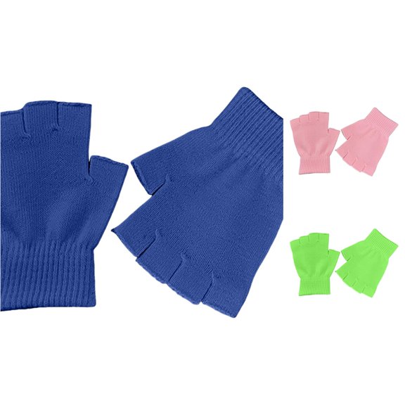HNMKIU Winter Acrylic Knitted Thermal Convertible Fingerless Mittens Unisex Cold Weather Hand Warmers For Outdoor Activities Blue - One Size