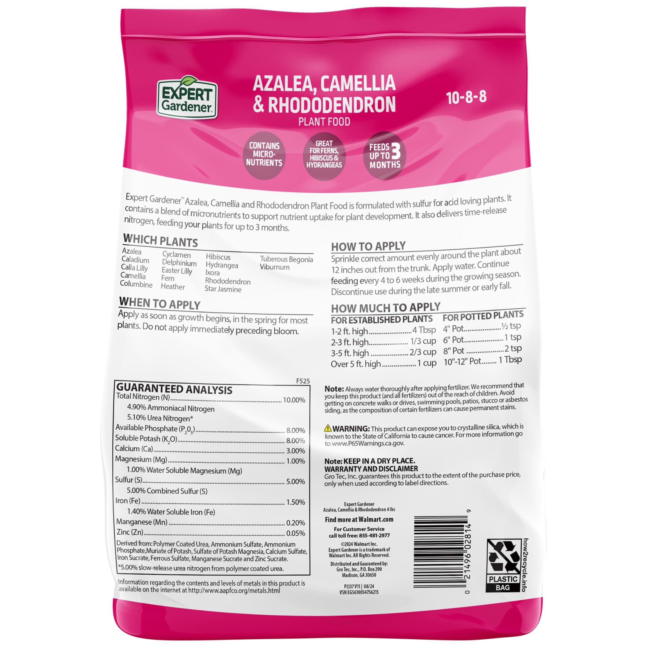 Expert Gardener Azalea, Camellia & Rhododendron Plant Food Fertilizer 10-8-8, 4 lb.