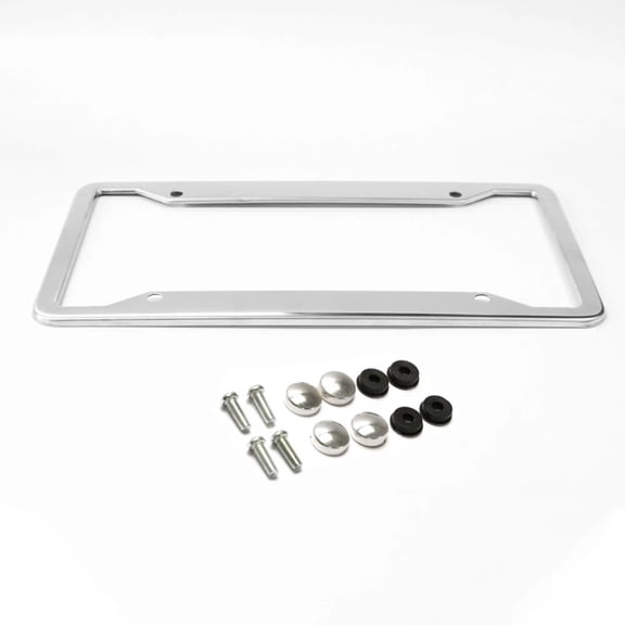 POFENZE Chrome Stainless Steel License Plate Frame Tag Cover Metal With Screw Caps Universal USA Size
