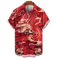 thumbnail image 3 of Camisa hawaiana con estampado 3D de dragón oriental chino para hombre, camisetas casuales de manga corta de verano, camisetas holgadas de gran tamaño, 3 of 4