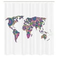 thumbnail image 3 of Ambesonne Floral Shower Curtain, World Map with Flowers, 69"Wx84"L, Lime Green Fuchsia, 3 of 5