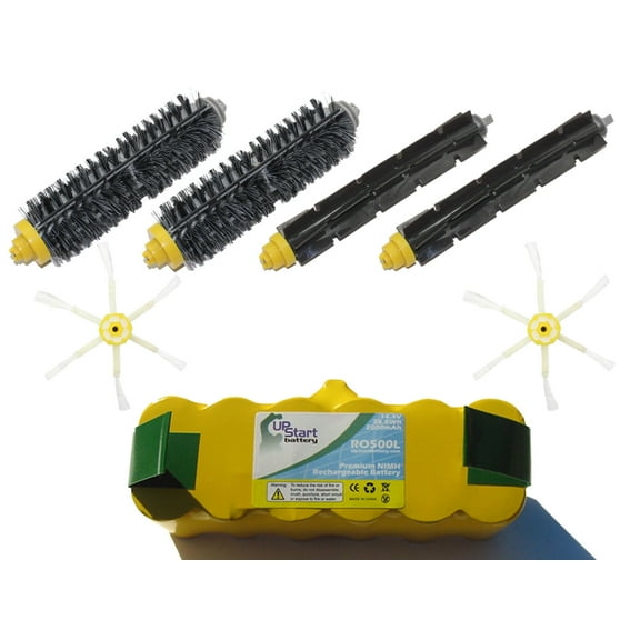 iRobot Roomba 620 Battery, 6-Arm Side Brushes, Bristle Brush, Flexible Beater Brush - Kit Includes 1 Battery, 2 6-Arm Side Brushes, 2 Bristle Brush, 2 Flexible Beater Brush