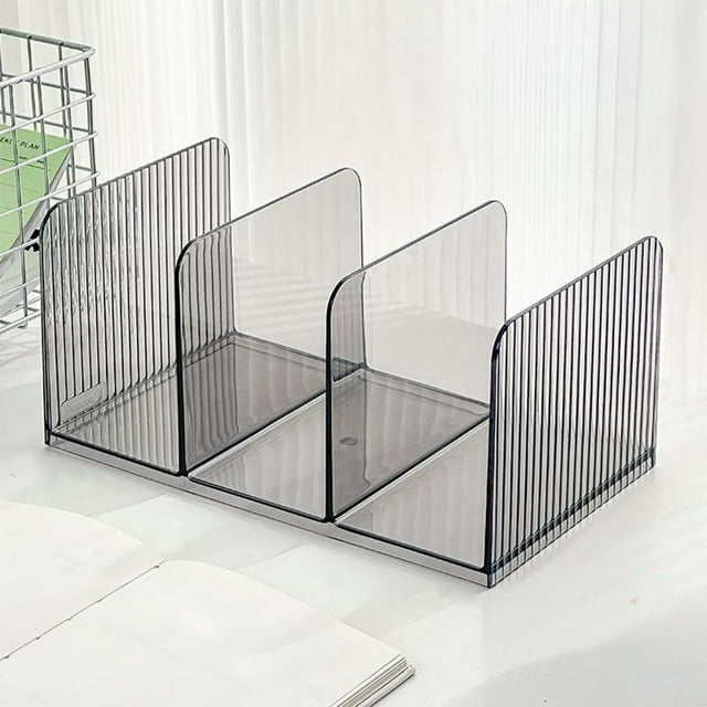 Acrylic 3 Slot Desktop Book Organizer Clear File Rack Book Stand For Office Or Student Desk Space Saving Storage Rack